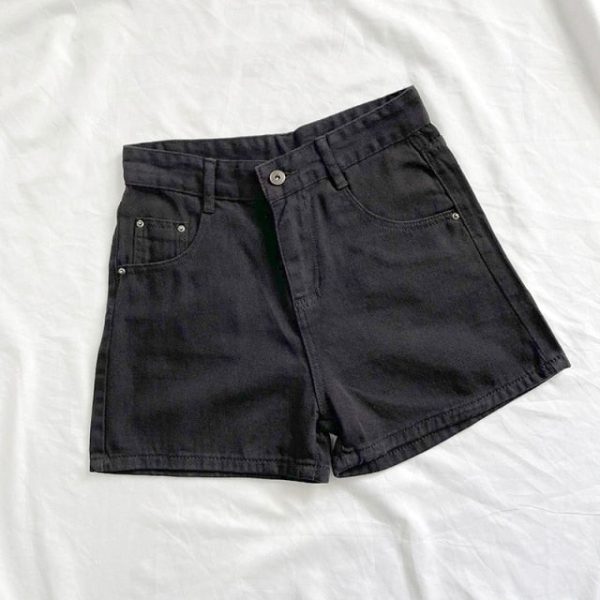 Women High Waisted Denim Jean Black White Solid Cotton Zipper Fly Sale