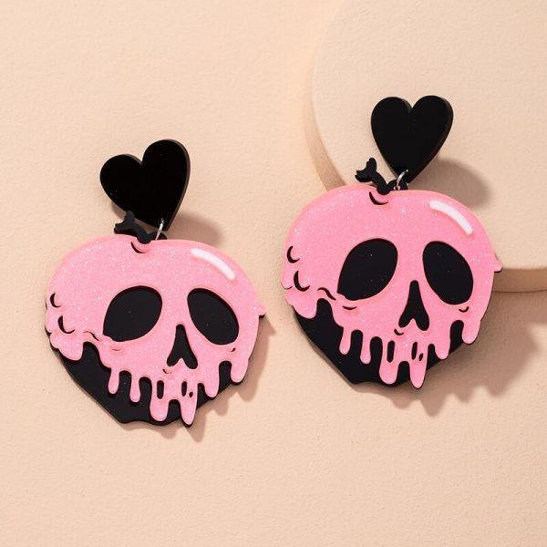 Acrylic Heart Skull Head Piercing Earrings Fashion Jewelry Earring Fashion - Image 4