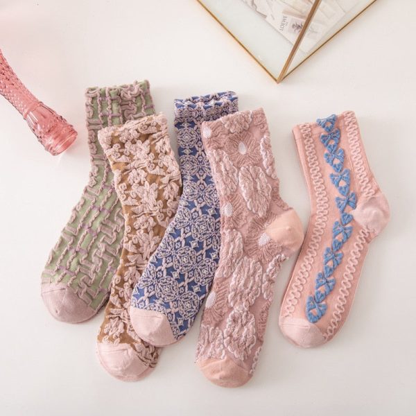 5 Pairs Street Socks Women s Socks Vintage Mid Tube Spring Socks For Discount - Image 3